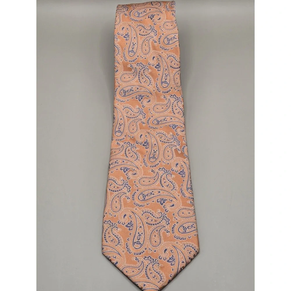 Michael Kors Peach Blue Paisley Men's Neck Tie Classic 58